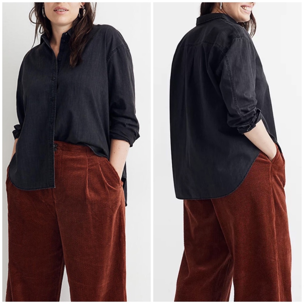 Madewell Denim Oversized Ex-Boyfriend Shirt in Lunar Wash